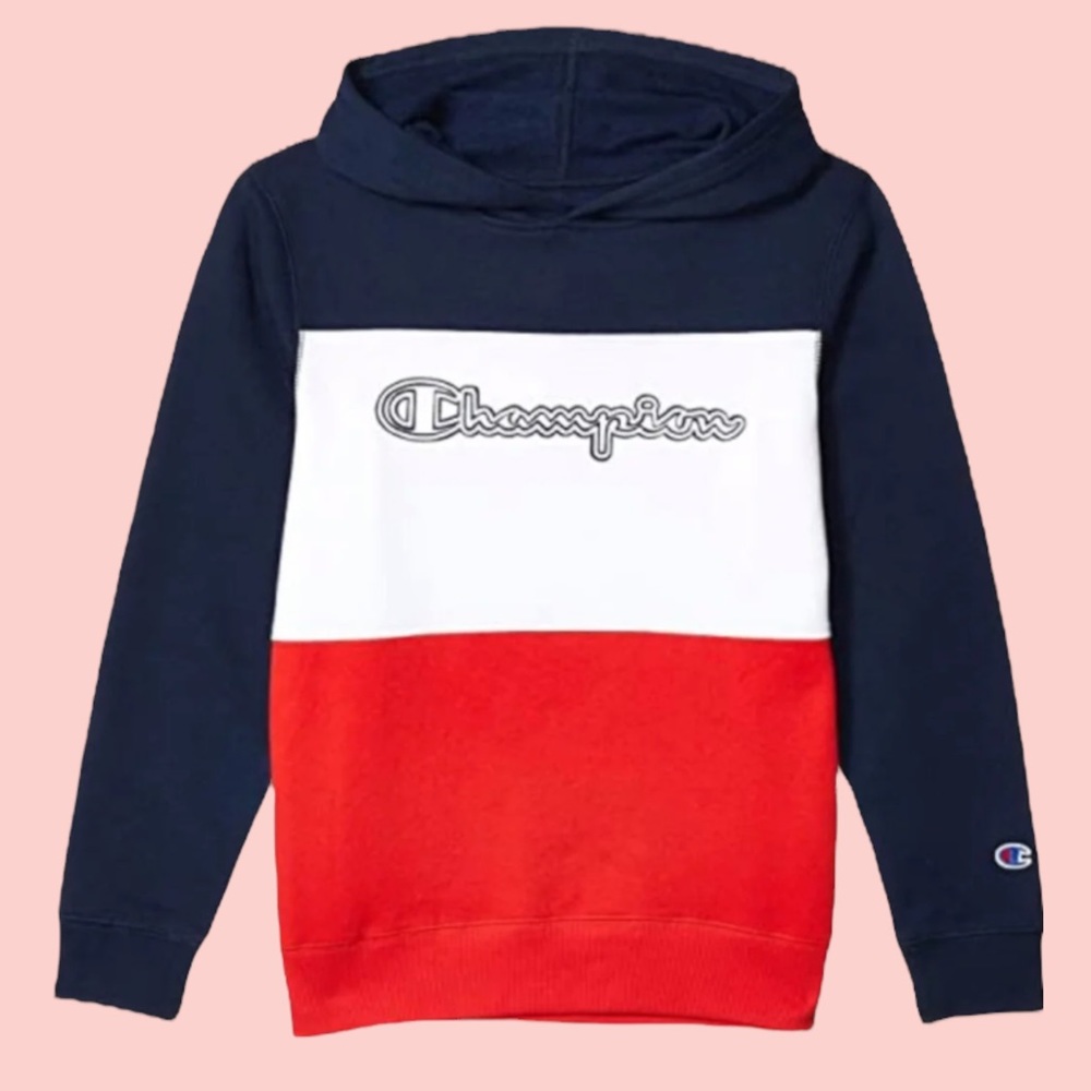 NEW Champion Kids Color Block Red White Blue Hoodie 3T